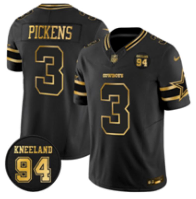 Men 2026 Dallas Cowboys #3 Pickens Black gold 6th generation Nike Limited NFL Jersey style 012
